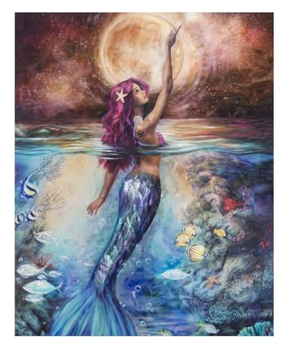 RANUR 5D Diamond Painting kit Golden Mermaid, Numbers Kits with Shiny Rhinestones DIY Arts Craft for Home Wall Decor Diamond Art kit 30x40 cm - Image 1