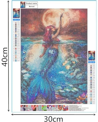 RANUR 5D Diamond Painting kit Golden Mermaid, Numbers Kits with Shiny Rhinestones DIY Arts Craft for Home Wall Decor Diamond Art kit 30x40 cm - Image 2