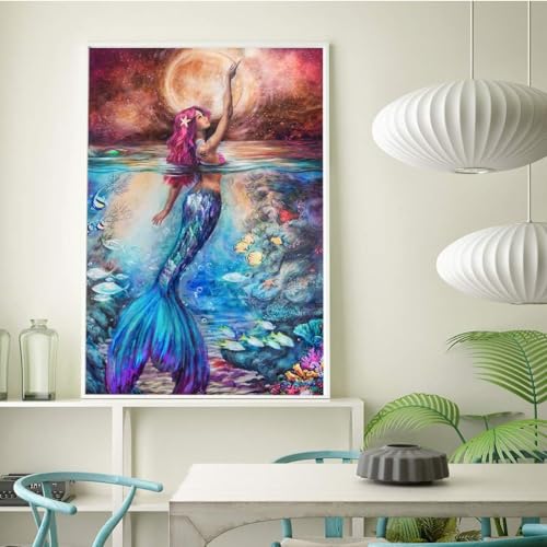 RANUR 5D Diamond Painting kit Golden Mermaid, Numbers Kits with Shiny Rhinestones DIY Arts Craft for Home Wall Decor Diamond Art kit 30x40 cm - Image 3