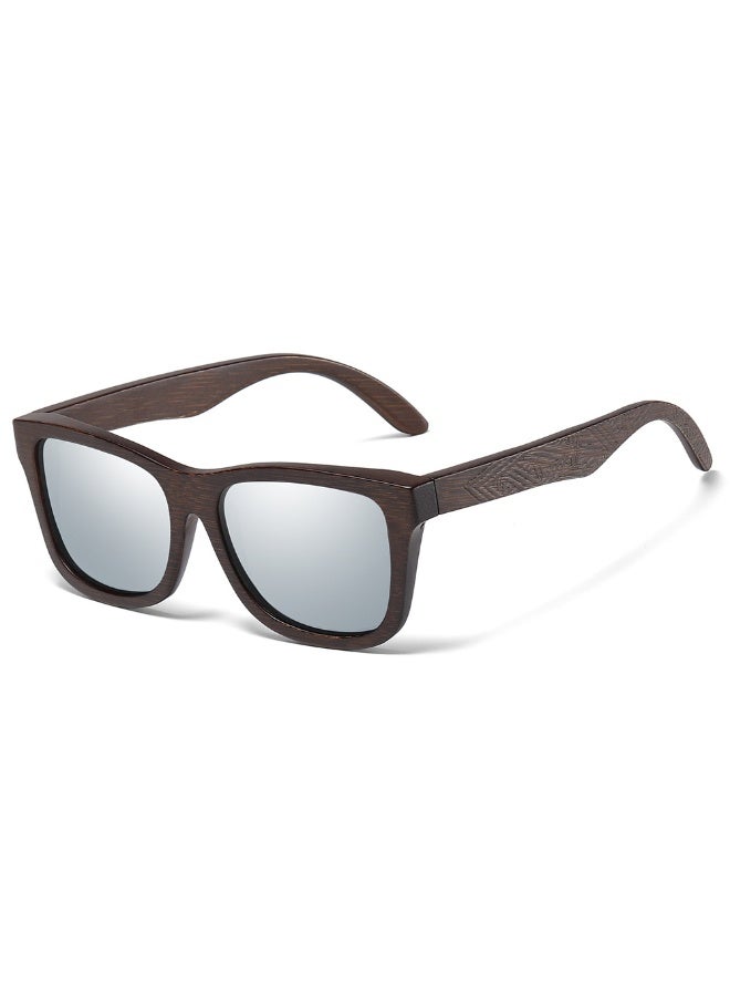Wood Bamboo Polarized Sunglasses for Men Women, UV400 Protection with Patterned Temples & Spring Hinge