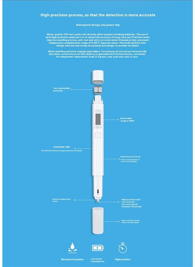 Water Tester Portable Tester Instrument Tester Hardness Tester Household ， Water Testing Instrument High Precision Digital Conductivity Meter for Household and Lab  - Image 5