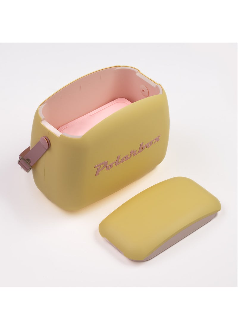 Polarbox® Retro Cooler Bag Amarillo/Rosa Pop Summer 6L - Rigid Thermal Insulated Lunch Bag with 2 storage boxes - Outdoor Beach Picnic Travel Food - Polypropylene Portable Storage Convertible Lid - Image 3