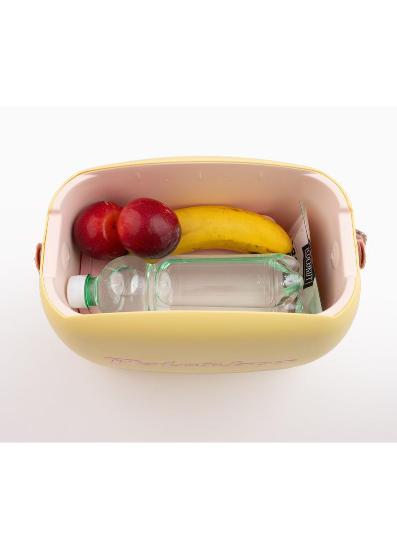 Polarbox® Retro Cooler Bag Amarillo/Rosa Pop Summer 6L - Rigid Thermal Insulated Lunch Bag with 2 storage boxes - Outdoor Beach Picnic Travel Food - Polypropylene Portable Storage Convertible Lid - Image 5