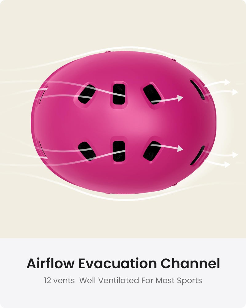 OutdoorMaster Skateboard Cycling Helmet - Two Removable Liners Ventilation Multi-Sport Scooter Roller Skate Inline Skating Rollerblading for Kids, Youth & Adults - L - Pink - Image 4