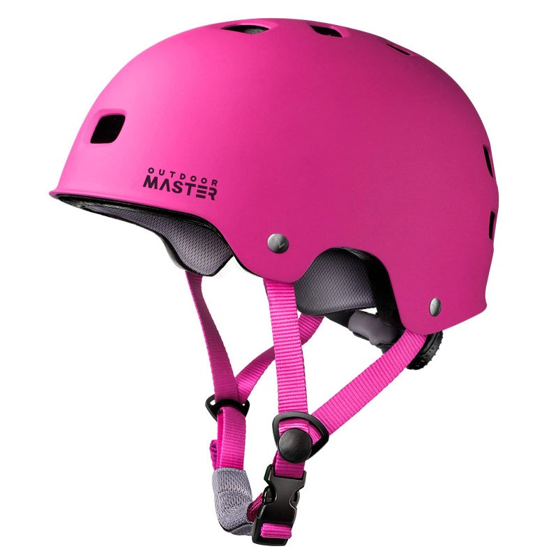 OutdoorMaster Skateboard Cycling Helmet - Two Removable Liners Ventilation Multi-Sport Scooter Roller Skate Inline Skating Rollerblading for Kids, Youth & Adults - L - Pink - Image 1