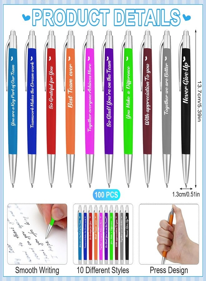 KisSealed 100 Pcs Inspirational Pens Bulk,Motivational Ballpoint Pen, Metal Ballpoint Pen with Black Ink Inspiration Thank You Gifts for Office Worker Teacher Christmas Back to School - Image 2