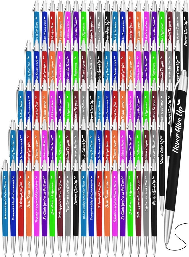 KisSealed 100 Pcs Inspirational Pens Bulk,Motivational Ballpoint Pen, Metal Ballpoint Pen with Black Ink Inspiration Thank You Gifts for Office Worker Teacher Christmas Back to School - Image 1