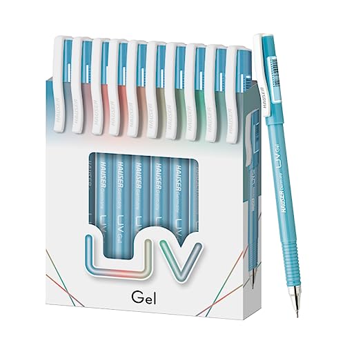 Hauser UV Gel Pen Wallet Pack | Ensures Smoothness & Durability | Waterproof Ink for Smooth & Smudge Free Writing | Blue Ink, Pack of 10 Pens - Image 2