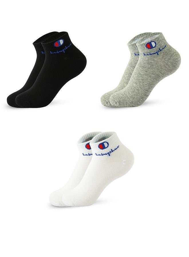 شامبيون 3 أزواج من الجوارب الرقيقة، جوارب قطنية ممتصة للعرق ومزيلة للروائح الكريهة، جوارب رياضية منخفضة القطع بفم ضحل، جوارب قطنية كاجوال للرجال، جوارب مريحة غير مرئية، جوارب رياضية منخفضة القطع - Image 1