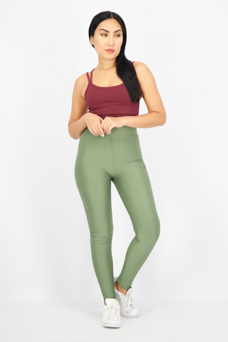 ODolls Women Plain Pull On Leggings, Khaki - Image 3