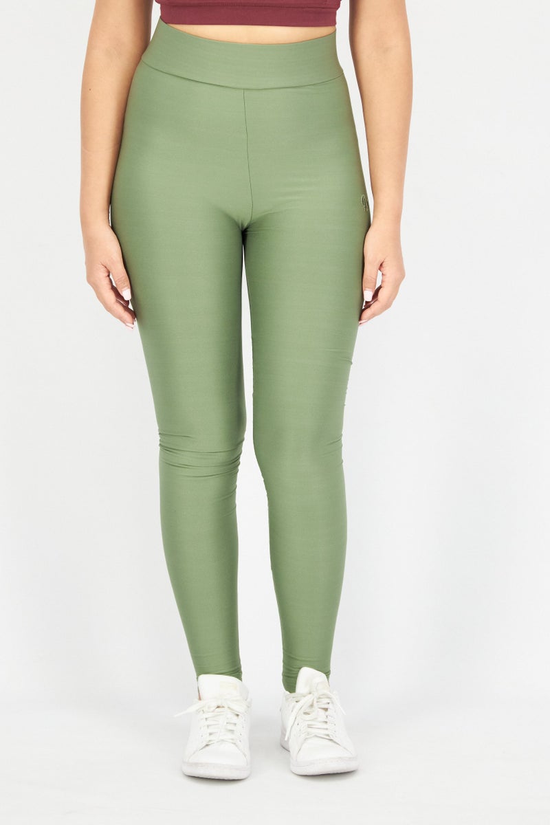 ODolls Women Plain Pull On Leggings, Khaki - Image 1