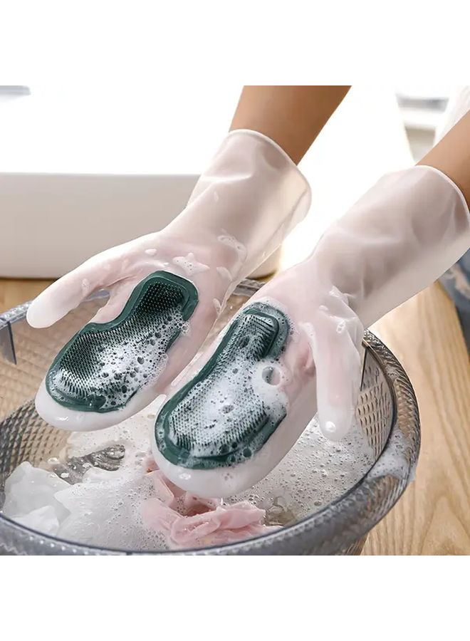 Green Double Glove Brush and Single Glove Brush with Hooks Multi Purpose Heavy Duty Cleaning Brush - Image 1