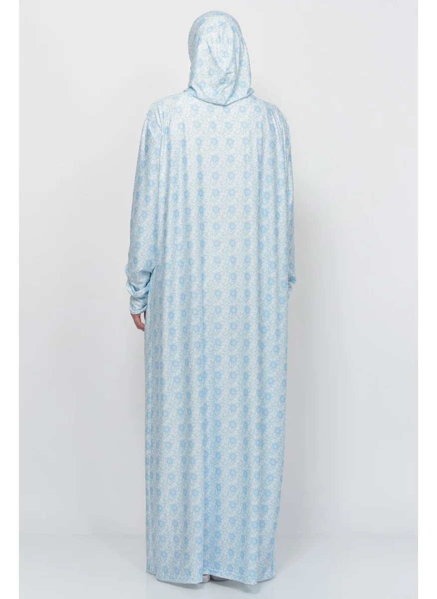 التوبة Practical One Piece Sun Patterned Sleeves Removable Headscarf Lycra Hijab Prayer Dress 990-0310