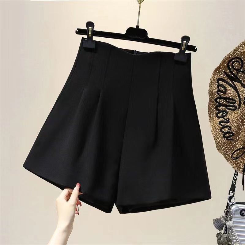 Womens Summer Slim High-Waist Casual Shorts Black quality fabric 