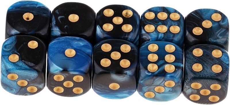 klarako 10pcs 16mm Opaque Six Sided Spot Dice Games D6 D&D RPG  Blue+Black, as described - Image 1