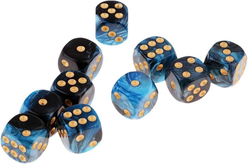 klarako 10pcs 16mm Opaque Six Sided Spot Dice Games D6 D&D RPG  Blue+Black, as described - Image 5
