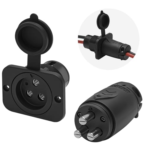 Moestoont 70A Trolling Motor Plug & Receptacle for 2 or 3 Wire 12-48V Systems Compatible with Minn Kota Marine Boat, Watertight Heavy Duty Electrical Power Connector Black - Image 1