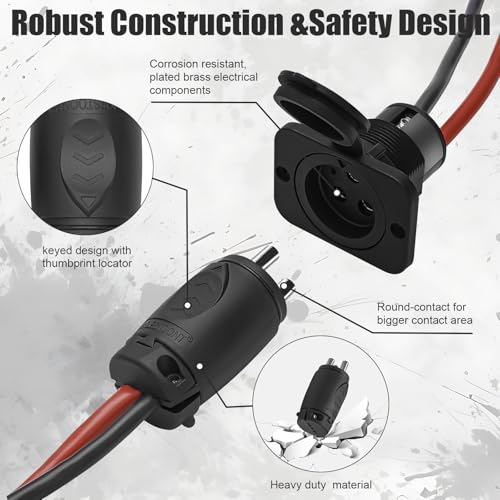 Moestoont 70A Trolling Motor Plug & Receptacle for 2 or 3 Wire 12-48V Systems Compatible with Minn Kota Marine Boat, Watertight Heavy Duty Electrical Power Connector Black - Image 5
