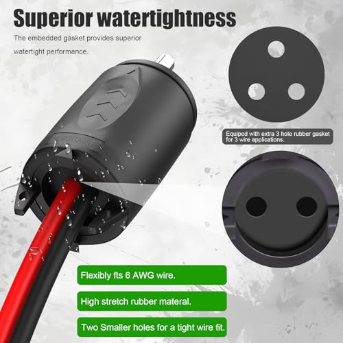 Moestoont 70A Trolling Motor Plug & Receptacle for 2 or 3 Wire 12-48V Systems Compatible with Minn Kota Marine Boat, Watertight Heavy Duty Electrical Power Connector Black - Image 3
