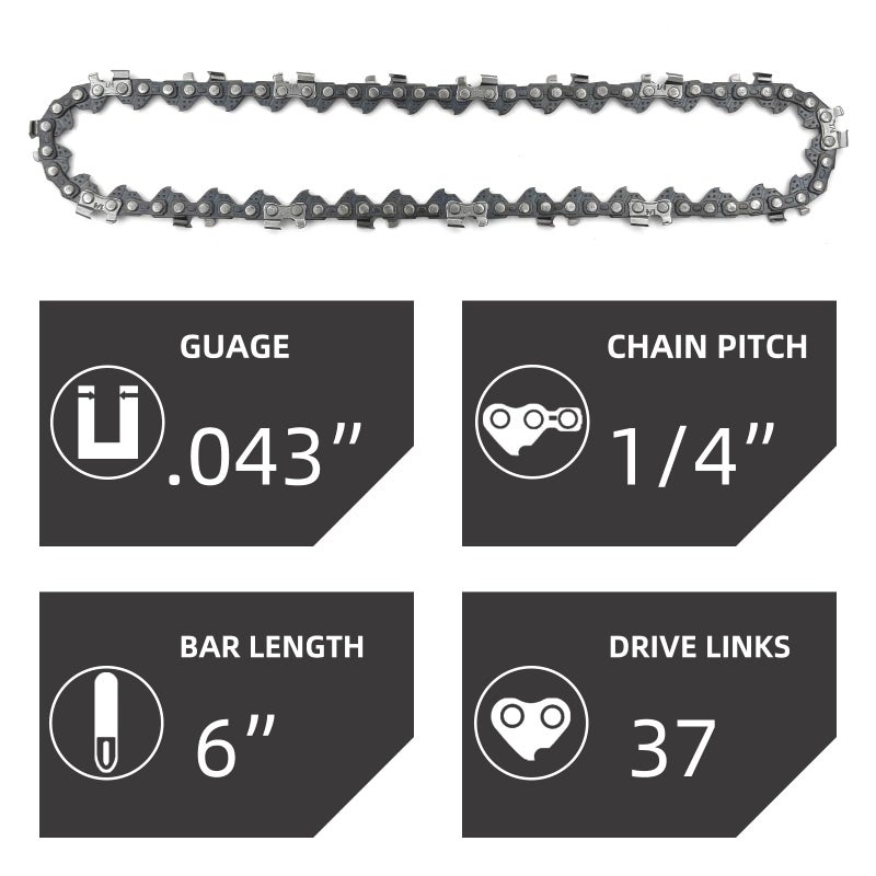 JINFFR 5 Pieces 6 Inch Chainsaw Chain, Replacement Chains for 6 Inch Cordless Electric Portable Mini Chainsaw, Chains Fit for 6" Mini Chainsaws -37 Drive Links - Image 2