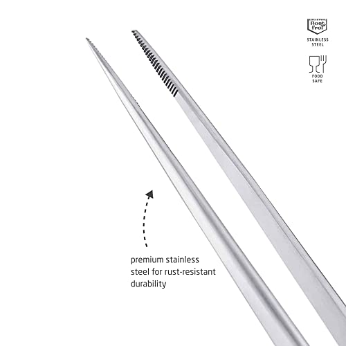 triangle Pointed Tweezers - 11.8 in. (30 cm) - Stainless Steel Culinary Tweezers for Serving & Plating Fine Cuisine - Dishwasher Safe - Image 2