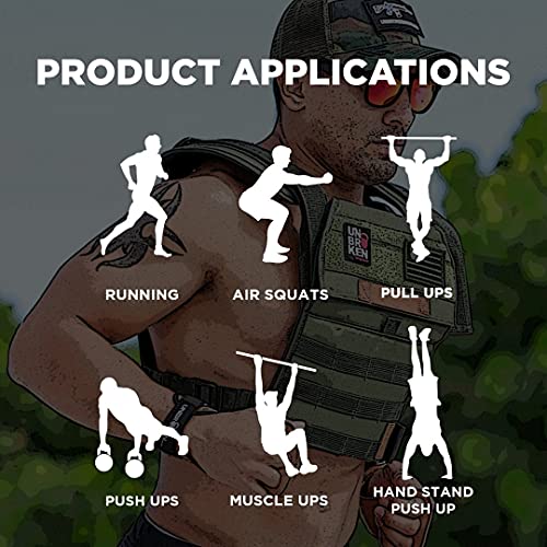 UBK MADE Unbrokenshop.com Adjustable Weighted Vest, WOD Cross Fitness, Weight Plates Carrier for Strength and Endurance Training and Running. For Men or for Women, 2 Patches Included [Black] - Image 5