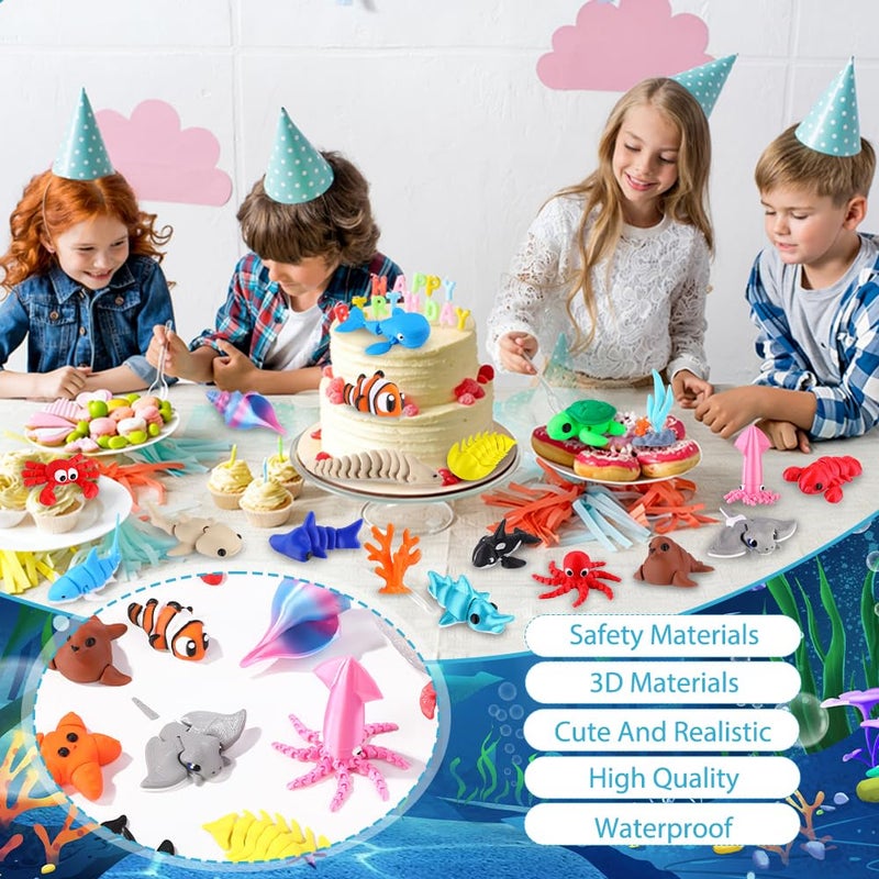 Celltestria 21Pcs Mini 3D Printed Animals for Kids Little 3D Printed Ocean Figurines for Goodie Bags Party Favors Flexible Articulated Fidget Toys for Classroom Prize Rewards Gifts Exchange - Image 3