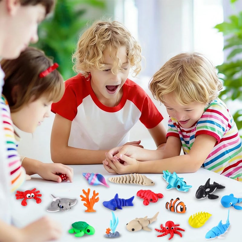 Celltestria 21Pcs Mini 3D Printed Animals for Kids Little 3D Printed Ocean Figurines for Goodie Bags Party Favors Flexible Articulated Fidget Toys for Classroom Prize Rewards Gifts Exchange - Image 4