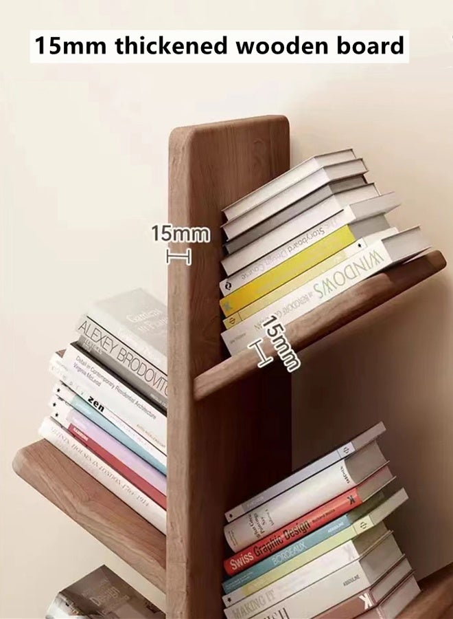 Kutis 8-Tier Bookshelf Tree Bookshelf Corner Bookshelf  Wooden  Shelving For Living Room Bedroom Home Office Brown 50 x 30 x 121 cm - Image 5