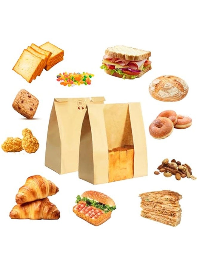 50 Pcs Bread Bags for Homemade Bread, Sourdough Paper With Window, 13.7x8.2x3.7in A Large Bakery Bags Used for Storage Cookies & Snacks, 50 Cute Sealing Stickers With Ties - Image 4