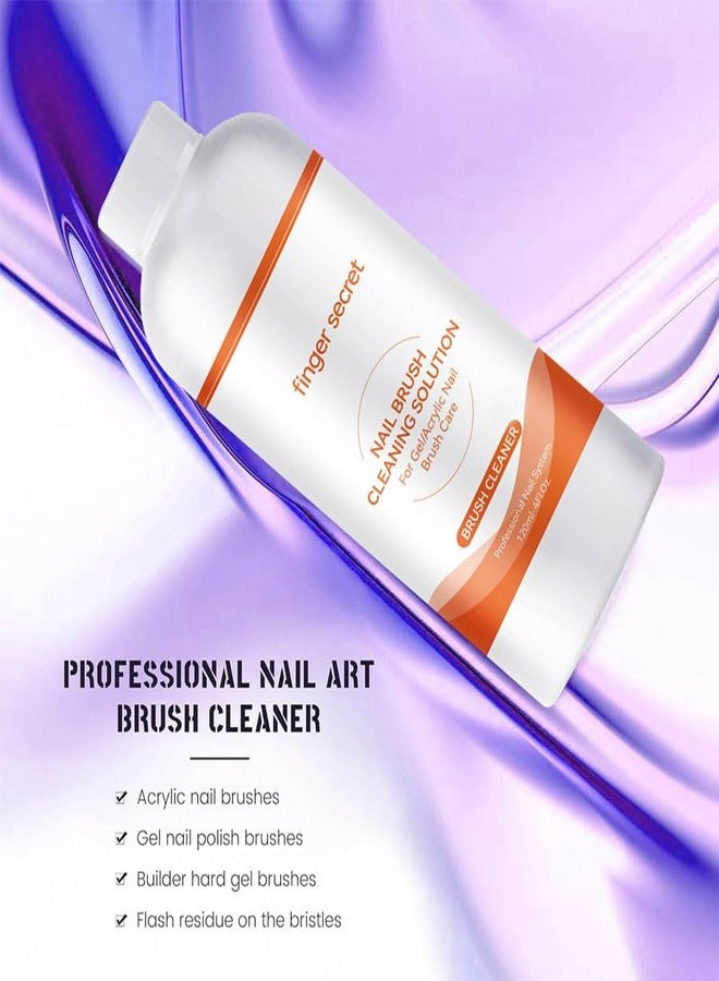 AOBOO Nail Brush Cleaner Brush Cleaner 4fl.oz 120ml Remover Cleanser Clean and Care Acrylic Nail Brushes Gel Nail Polish Brushes Nail Brushes 50 cotton flakes crystal glass NailS Tech Supplies - Image 4