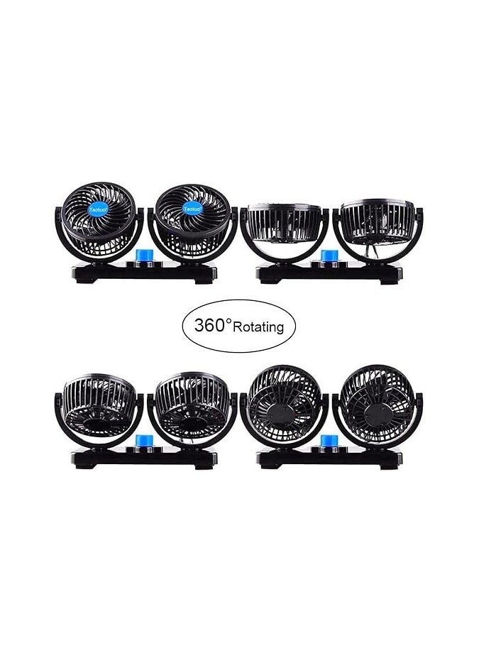 Car Cooling Fan – Dual Head, Rotation, Electric Air Circulator for Vehicles – Black - Image 3