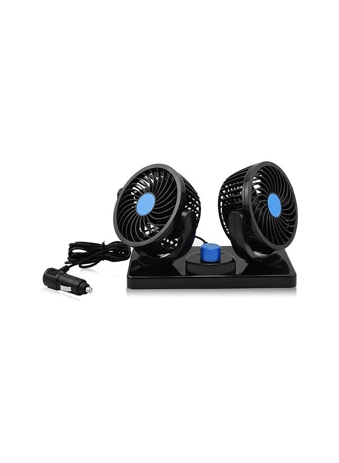 Car Cooling Fan – Dual Head, Rotation, Electric Air Circulator for Vehicles – Black - Image 1