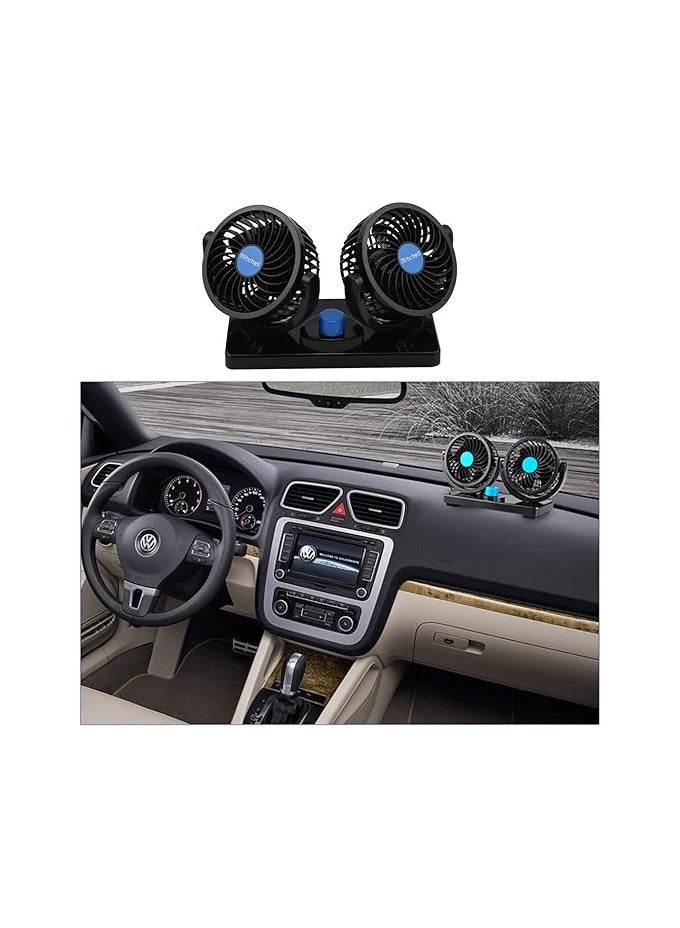 Car Cooling Fan – Dual Head, Rotation, Electric Air Circulator for Vehicles – Black - Image 4