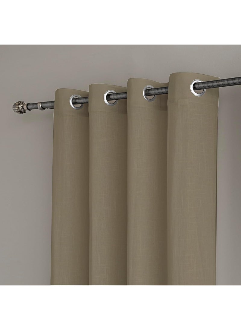 LINENWALAS LINENWALAS Beige Cotton Linen Sheer Curtains, 5 Feet Window Curtain, Set of 2 Solid Curtains for Kitchen, Bedroom, Curtains with Eyelet Rings, Light Filtering (4.5X 5 ft)  - Image 3