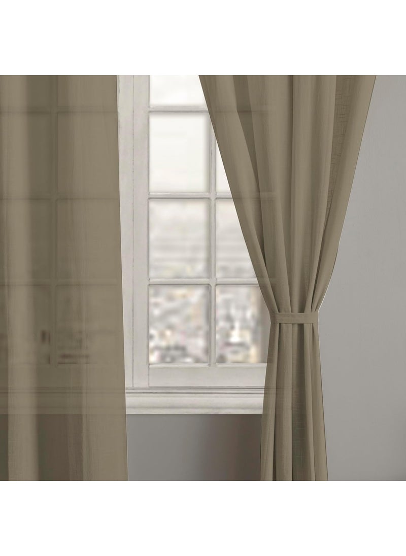 LINENWALAS LINENWALAS Beige Cotton Linen Sheer Curtains, 5 Feet Window Curtain, Set of 2 Solid Curtains for Kitchen, Bedroom, Curtains with Eyelet Rings, Light Filtering (4.5X 5 ft)  - Image 4
