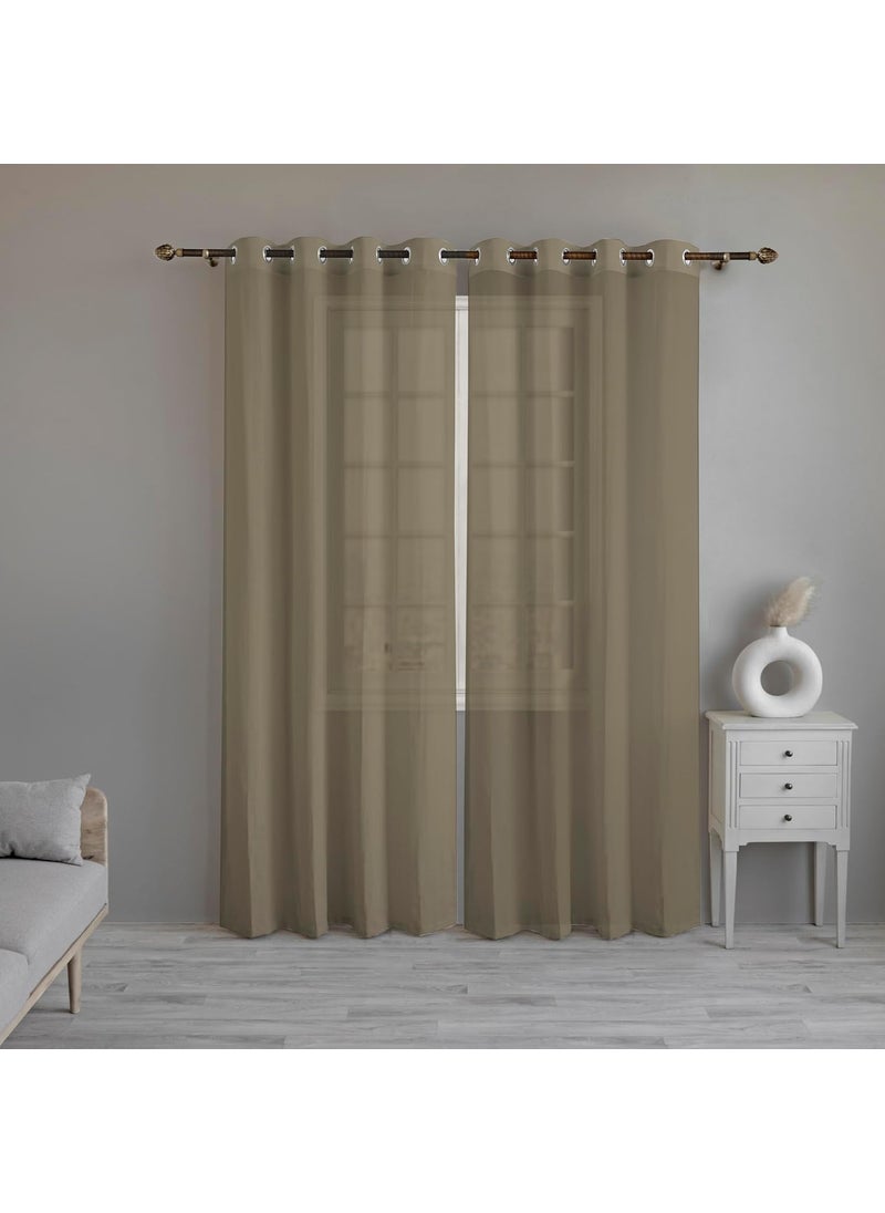 LINENWALAS LINENWALAS Beige Cotton Linen Sheer Curtains, 5 Feet Window Curtain, Set of 2 Solid Curtains for Kitchen, Bedroom, Curtains with Eyelet Rings, Light Filtering (4.5X 5 ft)  - Image 2