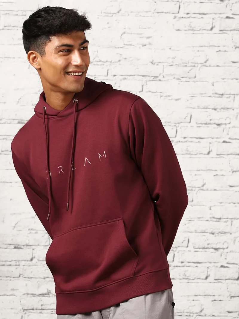 Nobero  Burgundy Hooded Sweatshirt for Men for Men | Best Price UAE