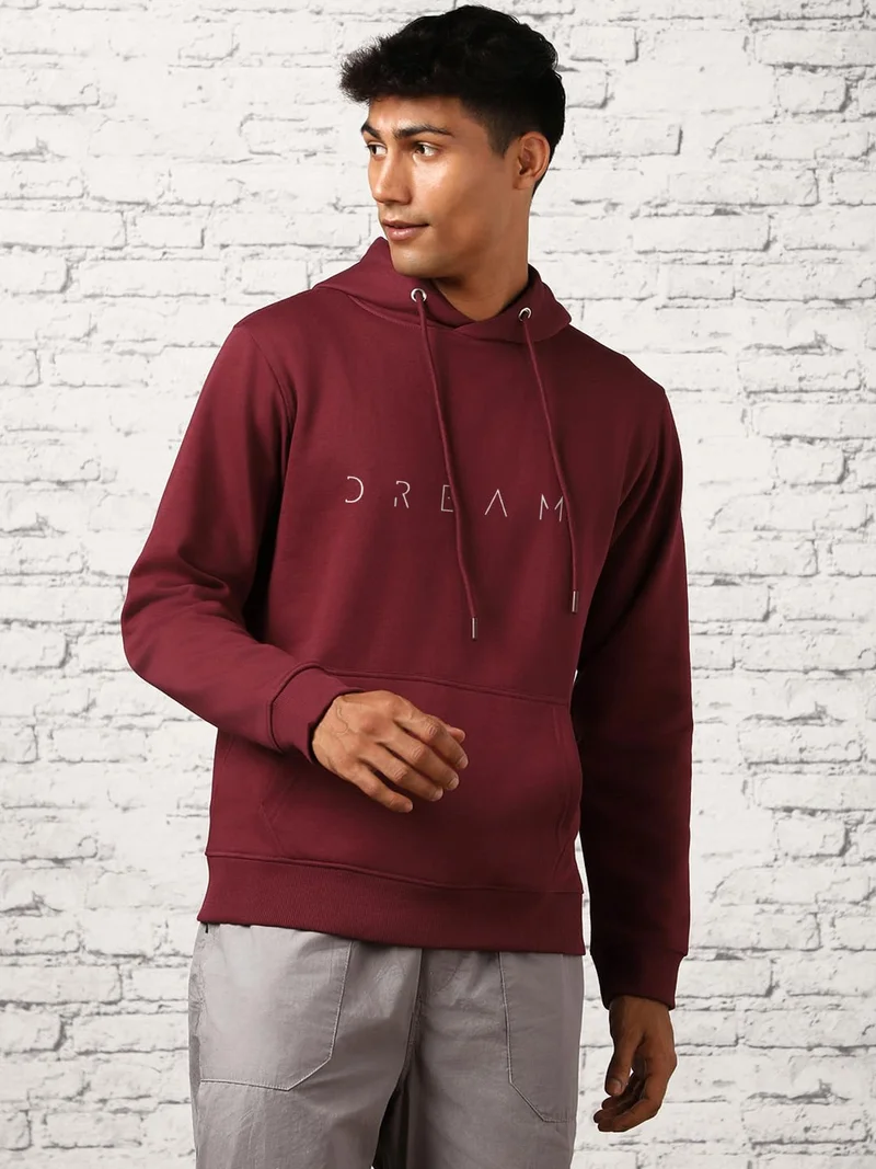 Nobero  Burgundy Hooded Sweatshirt for Men for Men | Best Price UAE