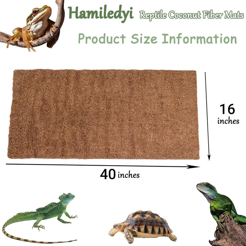 Hamiledyi Reptile Carpet 40" L x 16" W Natural Coconut Fiber Tortoise Carpet Mat for Pet Terrarium Liner Reptile Supplies for Lizard Snake Chamelon Turtle Bedding Bunny Rabbit Mat - Image 3