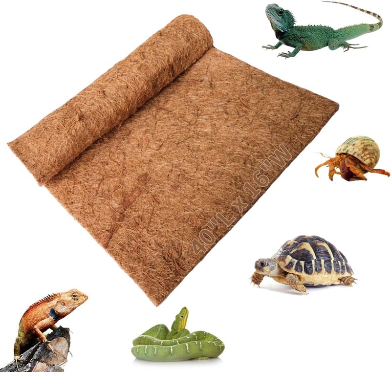 Hamiledyi Reptile Carpet 40" L x 16" W Natural Coconut Fiber Tortoise Carpet Mat for Pet Terrarium Liner Reptile Supplies for Lizard Snake Chamelon Turtle Bedding Bunny Rabbit Mat - Image 1