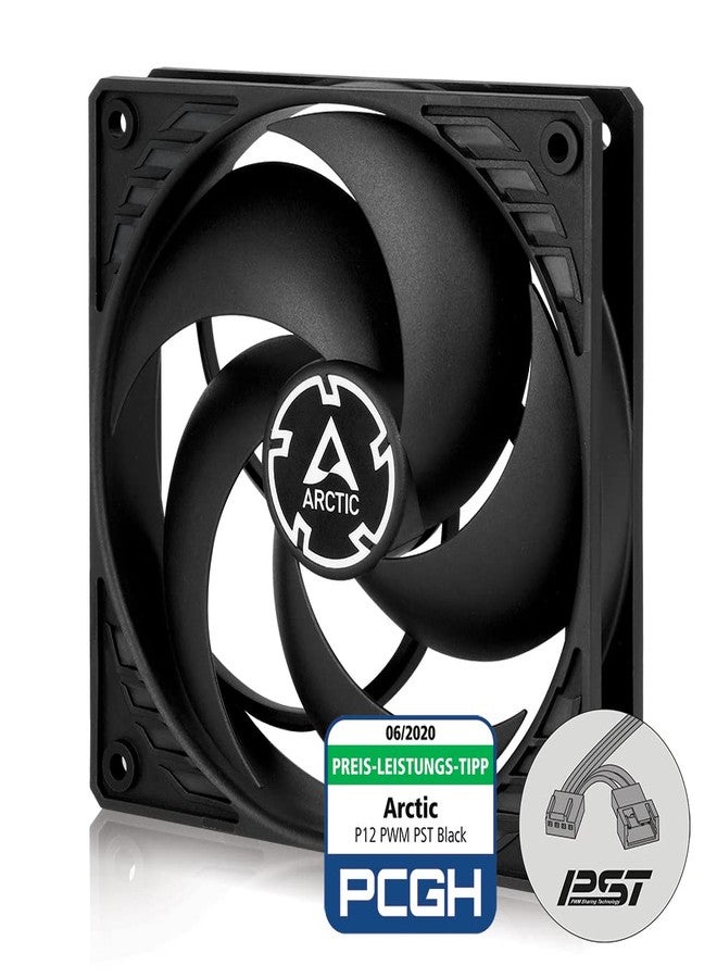 ARCTIC P12 PWM PST - PC Fan, 120mm Case Fan with PWM Sharing Technology (PST), Pressure-optimised, Quiet Motor, Computer, Fan Speed: 200-1800 RPM (0 RPM <5%) - Black - Image 1