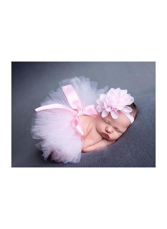 yongsheng Newborn Baby Girls Photo Photography Prop Tutu Skirt Dress Headband 0-4 (Pink)，Tutu Skirt And Headband Photography Props Outfit  - Image 1