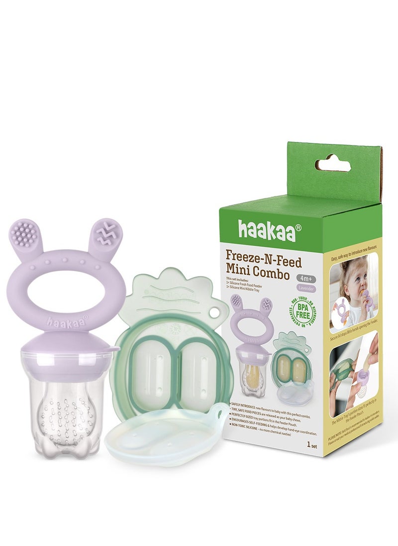 haakaa Haakaa Freeze & Feed Mini Combo with Silicone Food Feeder & Silicone Mini Nibble Tray | Baby Solid Food Self Feeder | Breastmilk Popsicle Mold Storage & Feeder for Soothing Baby Gums 1 PK (Lavender)  - Image 1