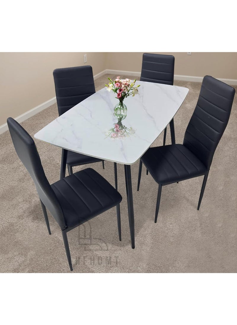 LHFHOMT LHFHOMT - 5-Pieces Dining Sets, 1 Piece Rectangular Table With 1+4 Seater Modern Design Furniture for Home, Dining Room, Cafeteria  - Image 1