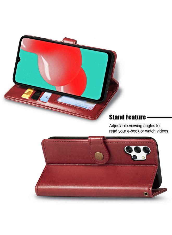 S-TOP Case For Samsung Galaxy A32 4G Solid Color Leather Buckle Phone Case with Lanyard & Photo Frame & Card Slot & Wallet & Stand Function - Image 4