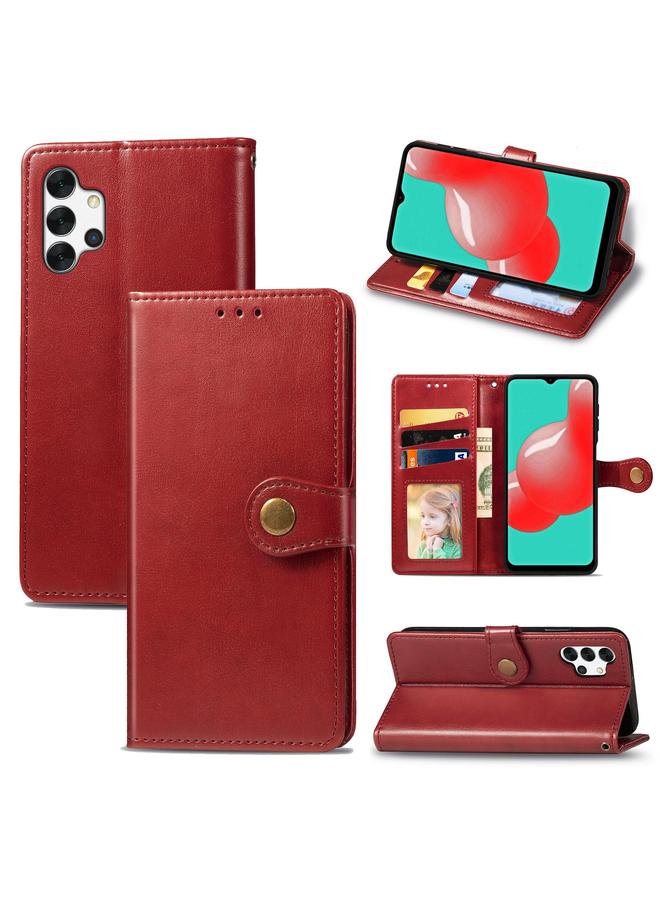 S-TOP Case For Samsung Galaxy A32 4G Solid Color Leather Buckle Phone Case with Lanyard & Photo Frame & Card Slot & Wallet & Stand Function - Image 1