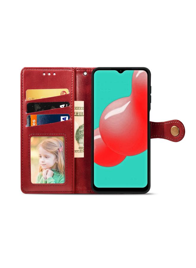 S-TOP Case For Samsung Galaxy A32 4G Solid Color Leather Buckle Phone Case with Lanyard & Photo Frame & Card Slot & Wallet & Stand Function - Image 3