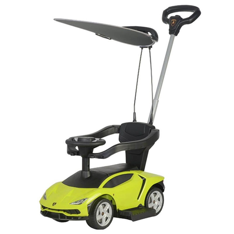 Lamborghini Car Ride-on with Push Handle & Canopy (Green) - Image 1