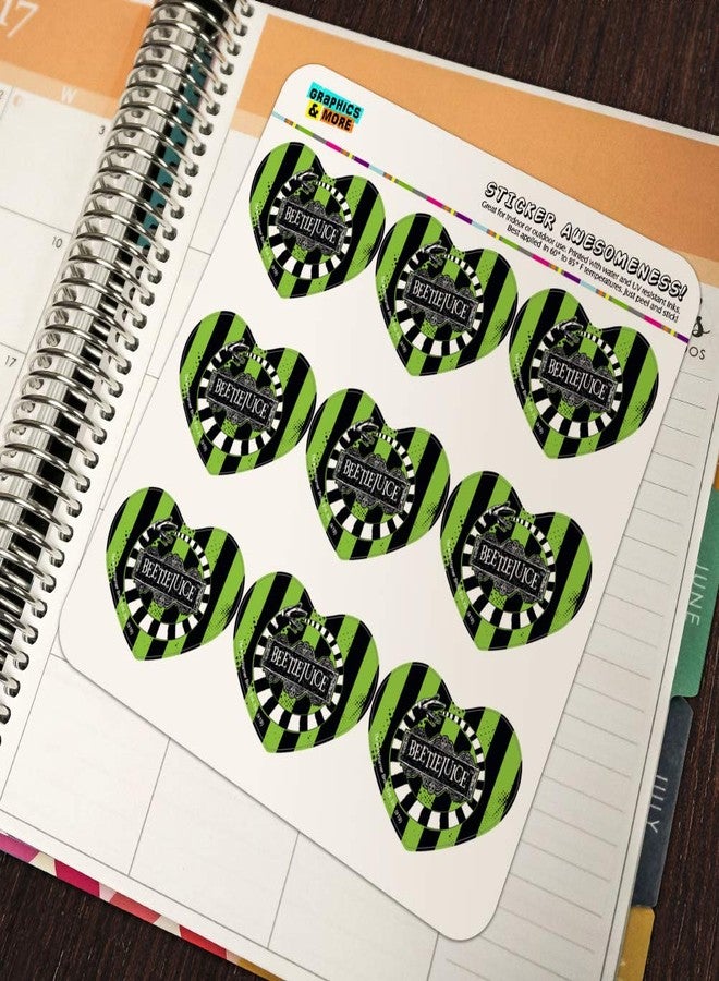 GRAPHICS & MORE Beetlejuice Beetle Worm Heart Shaped Planner Calendar Scrapbook Craft Stickers - Image 3